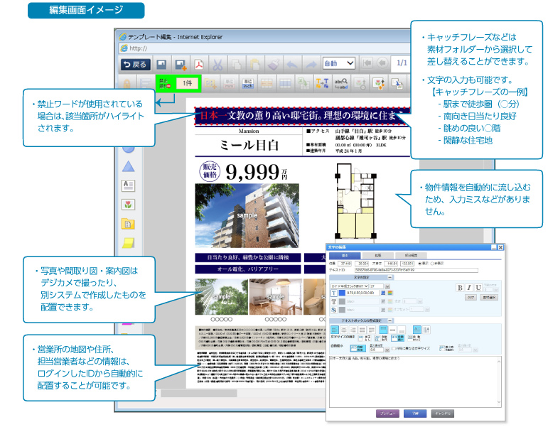 不動産チラシ作成、審査ソリューション